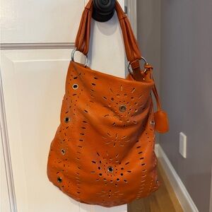 Furla Orange Eyelet Shoulder Bag